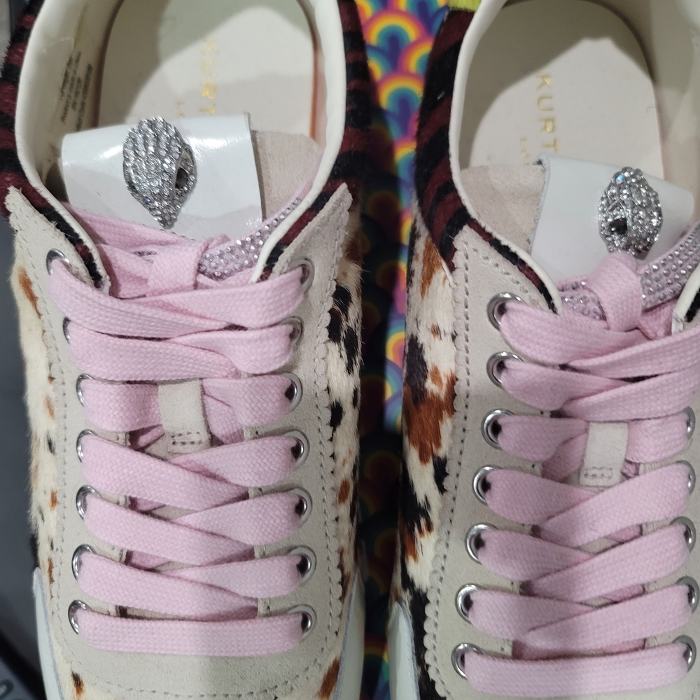 NEW - Kurt Geiger Inslington Women's Animal Print Sneakers - Pink and Brown